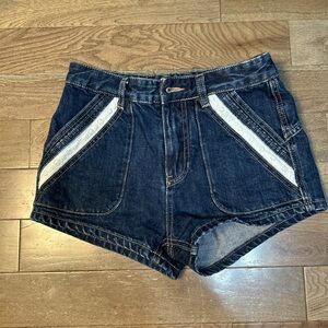 Denim Free People Shorts with White Accents